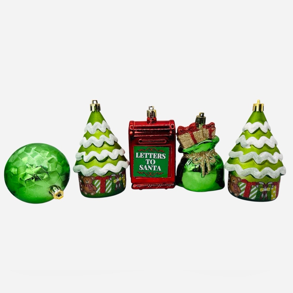 Vintage Shatterproof Holiday Christmas Ornament Set of 5
